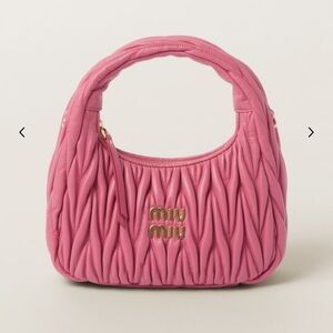 miu miu pink Wander matelassé nappa leather hobo bag